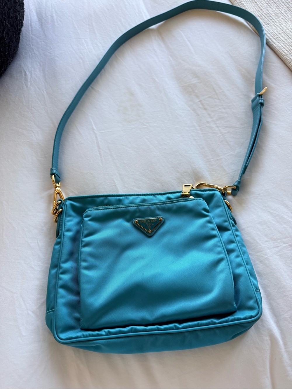 Prada Teal Nylon Crossbody Bag with Gold Hardware - Picture 6 of 6